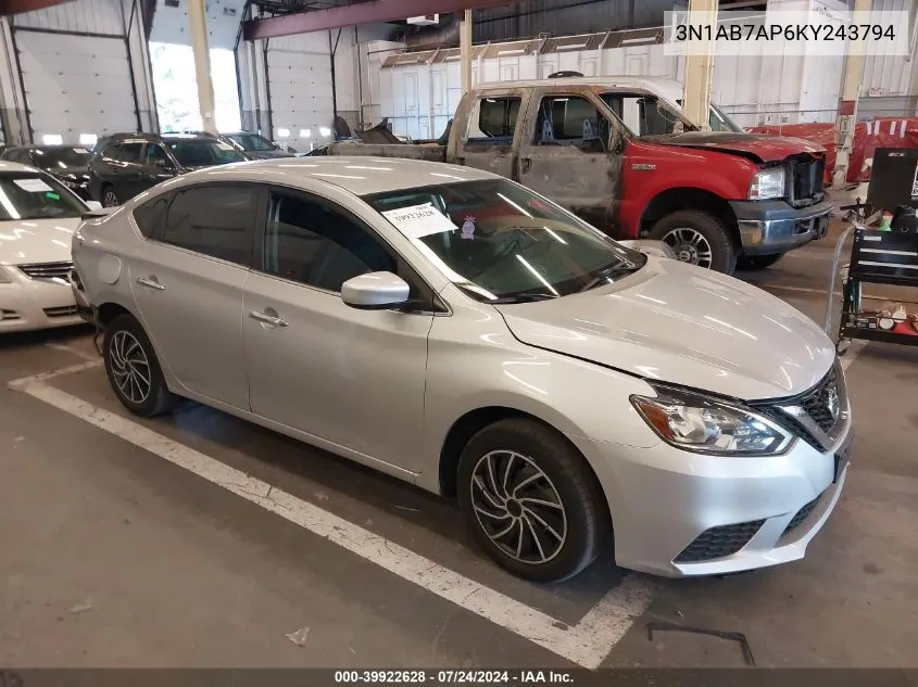 2019 Nissan Sentra S VIN: 3N1AB7AP6KY243794 Lot: 39922628