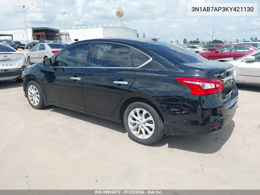 3N1AB7AP3KY421130 2019 Nissan Sentra Sv