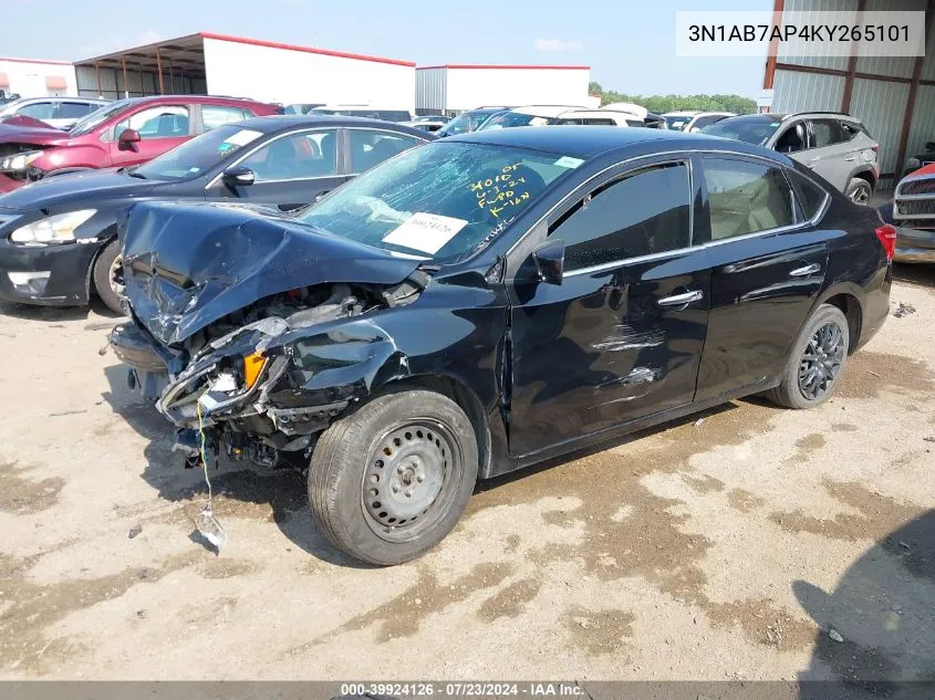 2019 Nissan Sentra S VIN: 3N1AB7AP4KY265101 Lot: 39924126