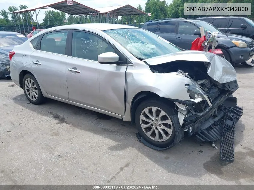 2019 Nissan Sentra Sv VIN: 3N1AB7APXKY342800 Lot: 39932119