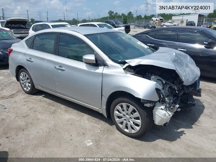 3N1AB7AP4KY224001 2019 Nissan Sentra S