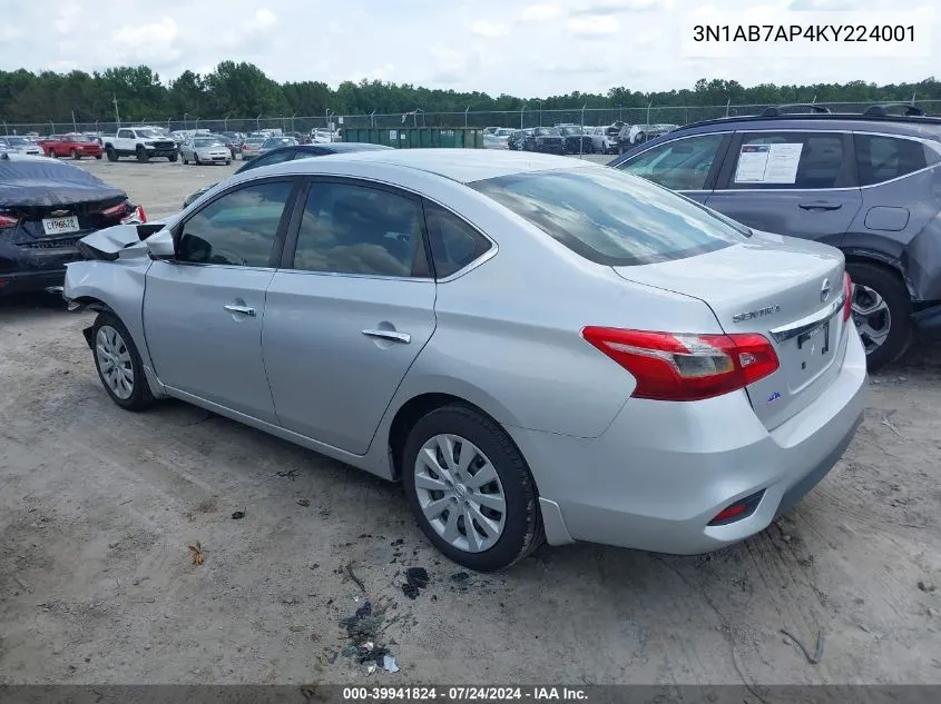 3N1AB7AP4KY224001 2019 Nissan Sentra S