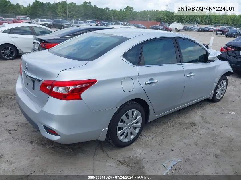 3N1AB7AP4KY224001 2019 Nissan Sentra S