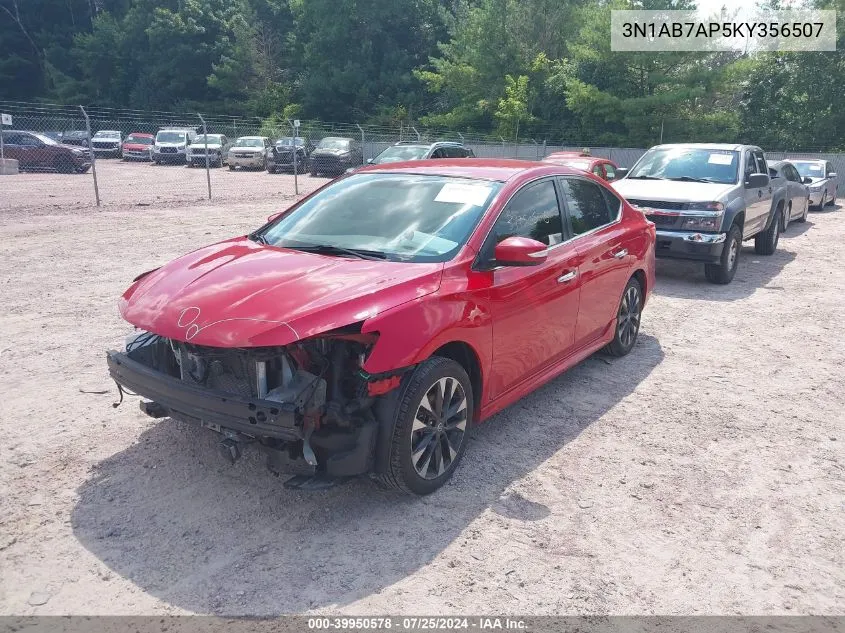 2019 Nissan Sentra Sr VIN: 3N1AB7AP5KY356507 Lot: 39950578