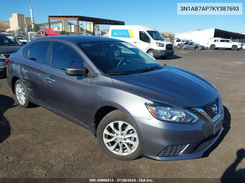 3N1AB7AP7KY387693 2019 Nissan Sentra Sv