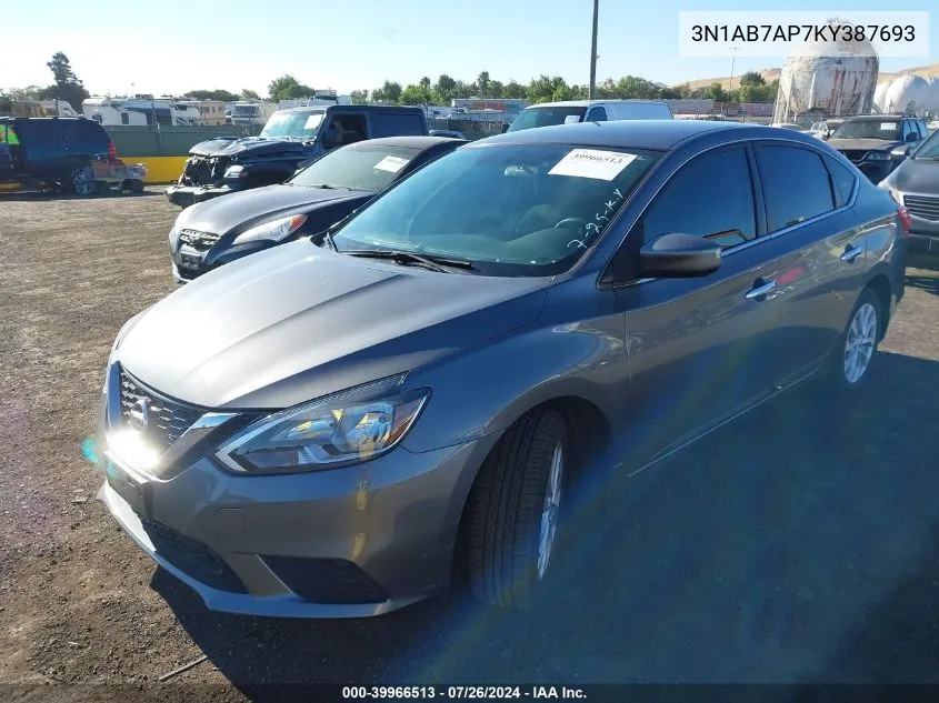 3N1AB7AP7KY387693 2019 Nissan Sentra Sv