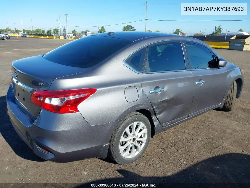 3N1AB7AP7KY387693 2019 Nissan Sentra Sv