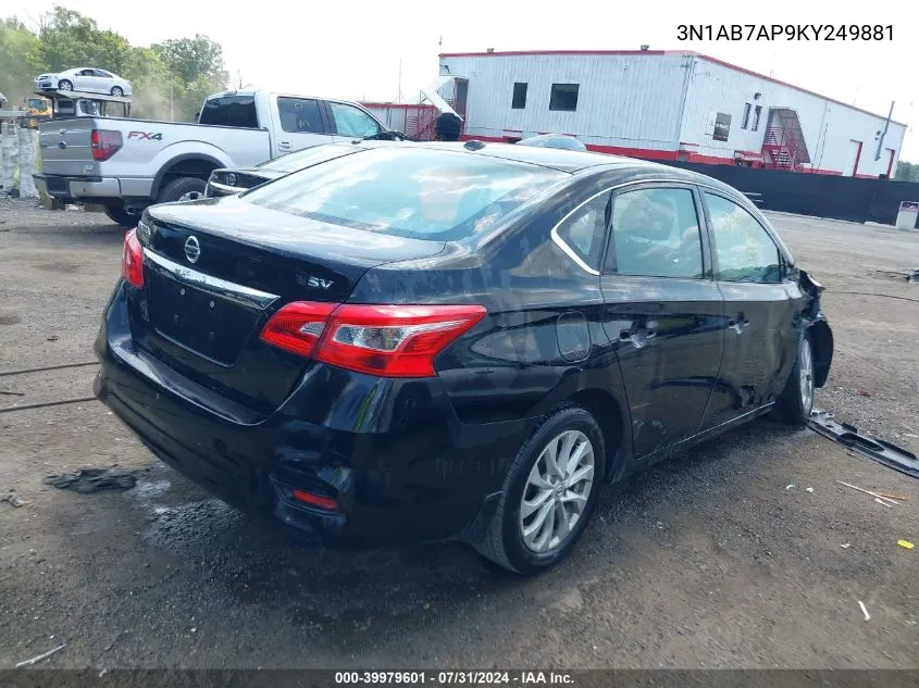 2019 Nissan Sentra Sv VIN: 3N1AB7AP9KY249881 Lot: 39979601