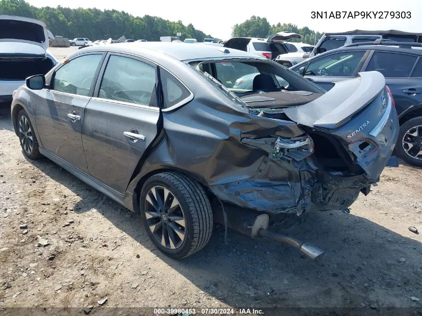 2019 Nissan Sentra Sr VIN: 3N1AB7AP9KY279303 Lot: 39980453