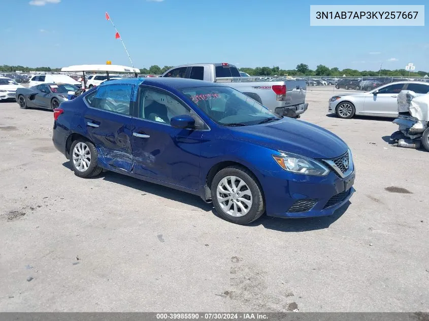 3N1AB7AP3KY257667 2019 Nissan Sentra Sv