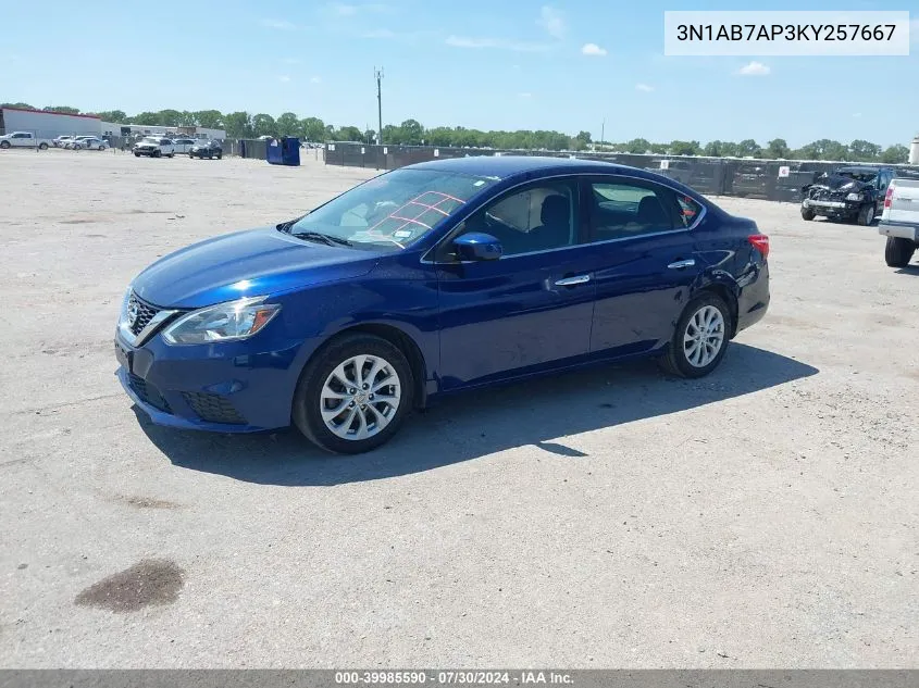 2019 Nissan Sentra Sv VIN: 3N1AB7AP3KY257667 Lot: 39985590