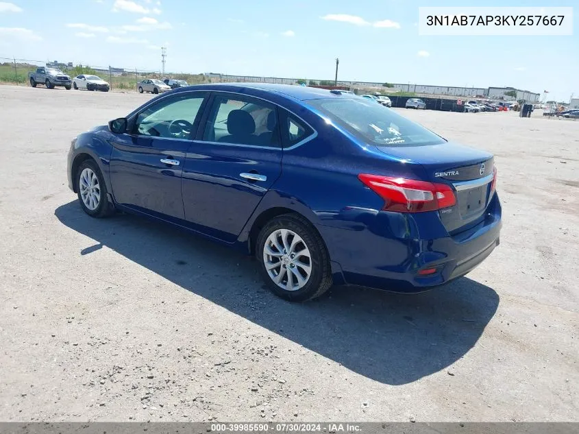 3N1AB7AP3KY257667 2019 Nissan Sentra Sv