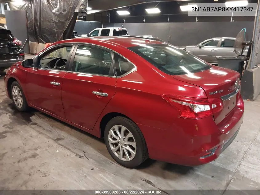 2019 Nissan Sentra Sv VIN: 3N1AB7AP8KY417347 Lot: 39989285