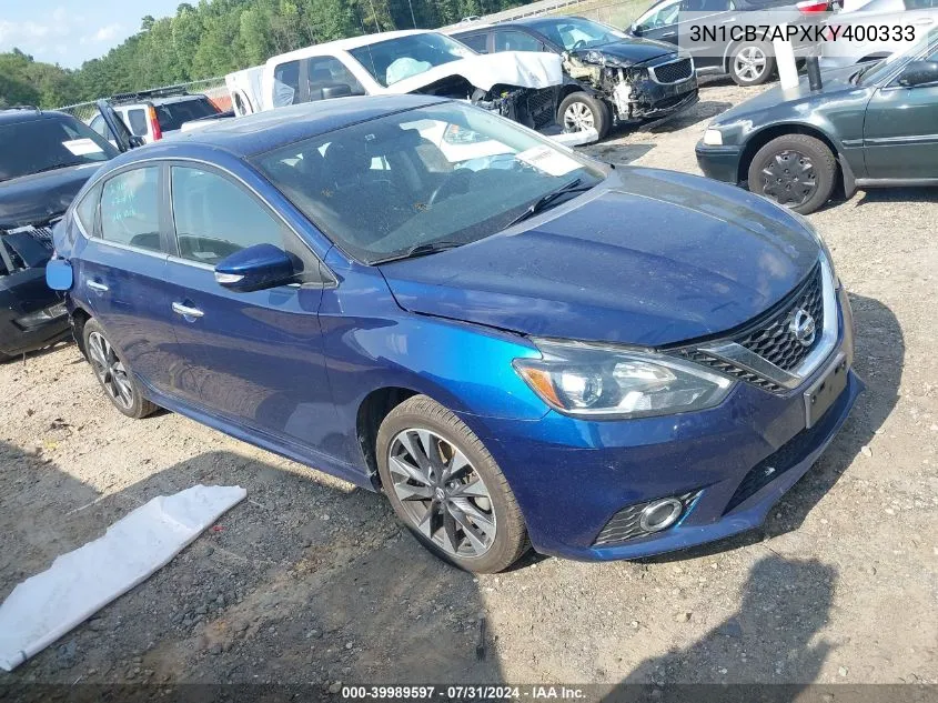 3N1CB7APXKY400333 2019 Nissan Sentra Sr Turbo