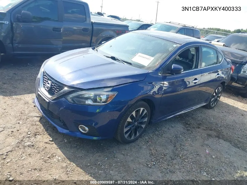 3N1CB7APXKY400333 2019 Nissan Sentra Sr Turbo