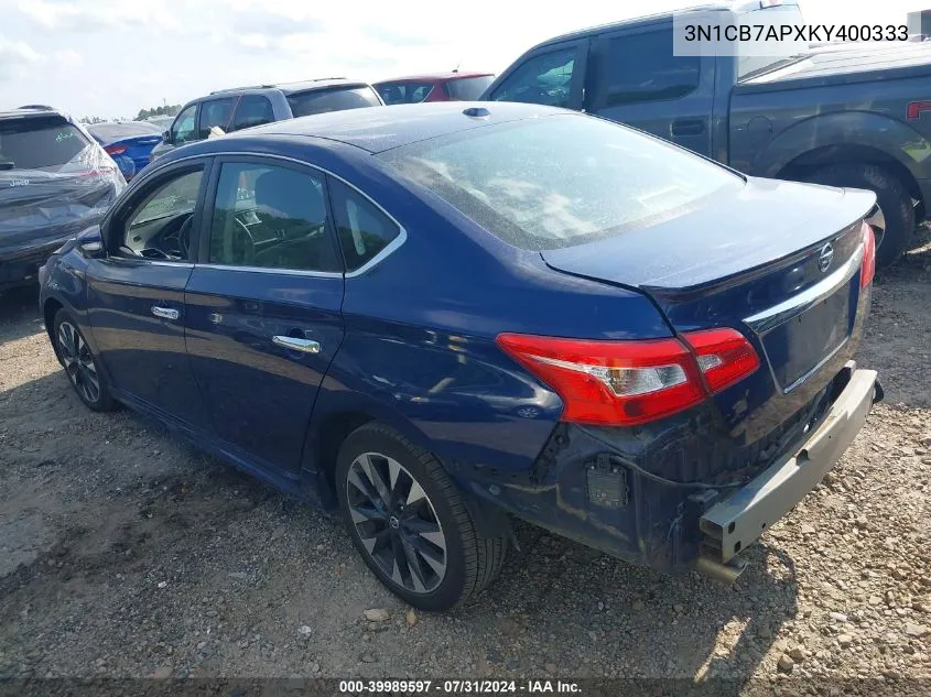 2019 Nissan Sentra Sr Turbo VIN: 3N1CB7APXKY400333 Lot: 39989597