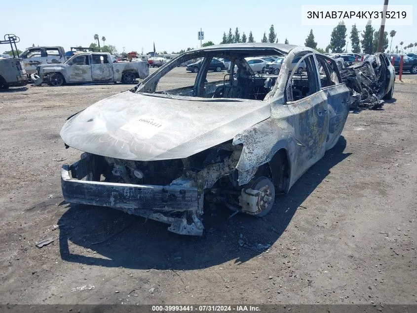 3N1AB7AP4KY315219 2019 Nissan Sentra S/Sl/Sr/Sv