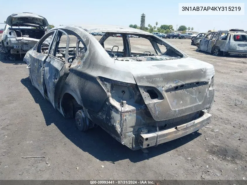 3N1AB7AP4KY315219 2019 Nissan Sentra S/Sl/Sr/Sv