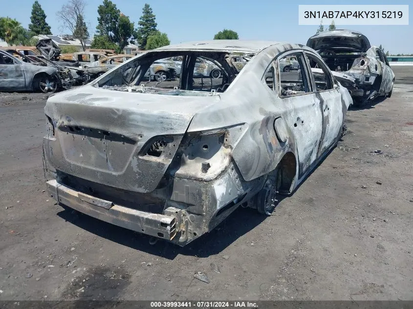 3N1AB7AP4KY315219 2019 Nissan Sentra S/Sl/Sr/Sv