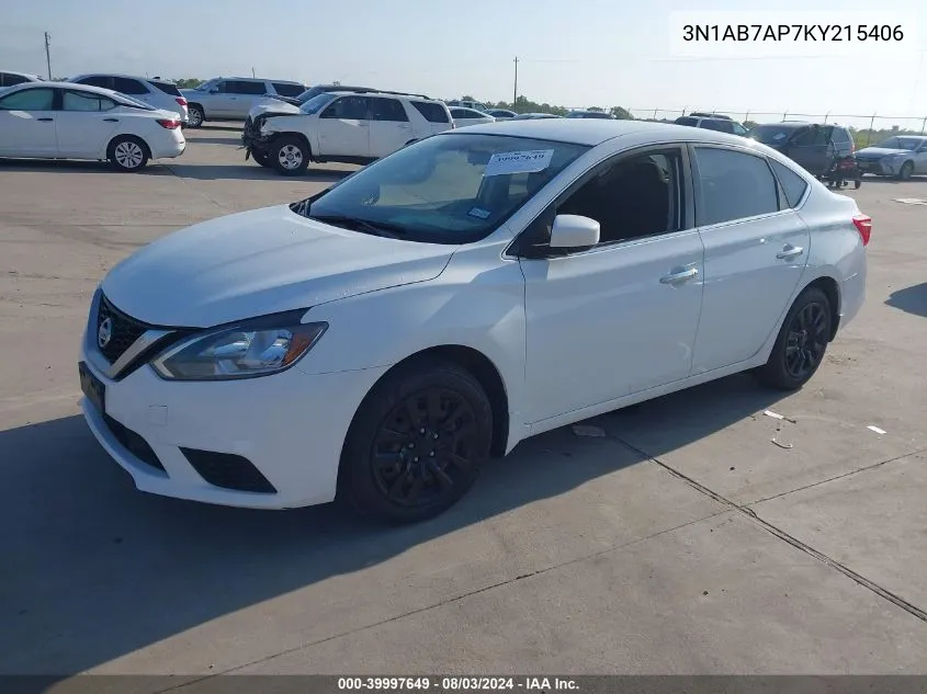 2019 Nissan Sentra S VIN: 3N1AB7AP7KY215406 Lot: 39997649