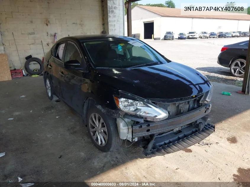 2019 Nissan Sentra Sv VIN: 3N1AB7AP4KY407608 Lot: 40000603