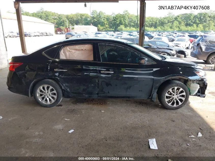 2019 Nissan Sentra Sv VIN: 3N1AB7AP4KY407608 Lot: 40000603