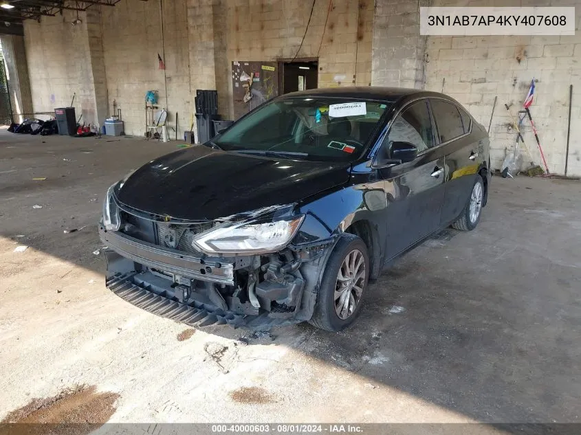 2019 Nissan Sentra Sv VIN: 3N1AB7AP4KY407608 Lot: 40000603