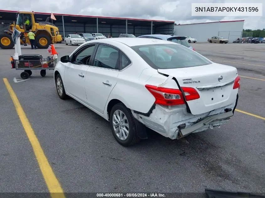 2019 Nissan Sentra Sv VIN: 3N1AB7AP0KY431596 Lot: 40000681