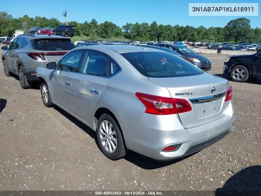 2019 Nissan Sentra Sv VIN: 3N1AB7AP1KL618911 Lot: 40002453