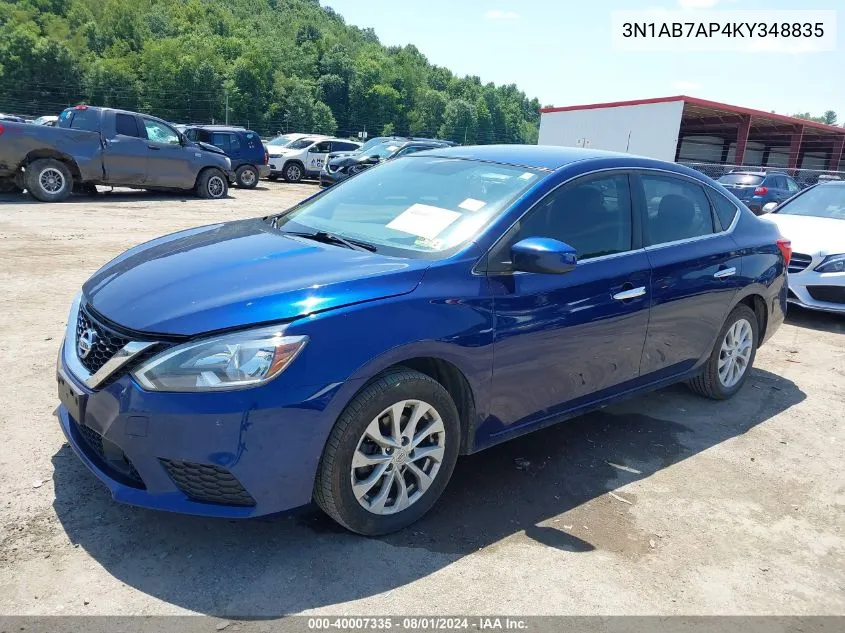 2019 Nissan Sentra Sv VIN: 3N1AB7AP4KY348835 Lot: 40007335