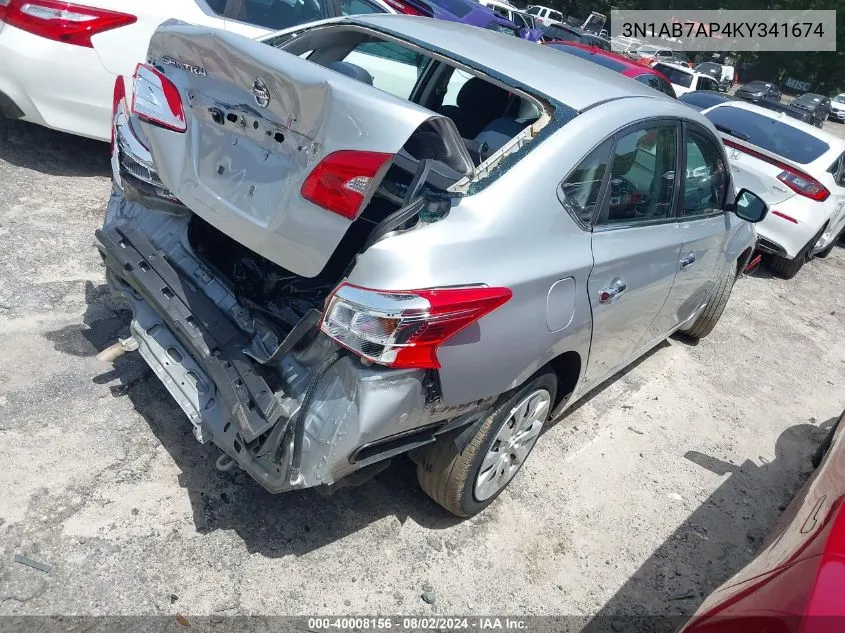 2019 Nissan Sentra S VIN: 3N1AB7AP4KY341674 Lot: 40008156