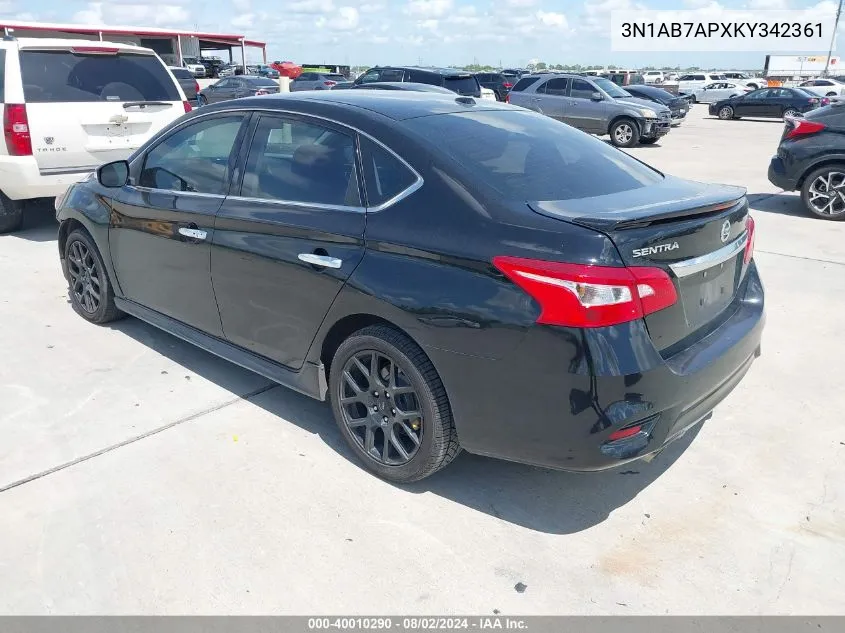 2019 Nissan Sentra Sr VIN: 3N1AB7APXKY342361 Lot: 40010290