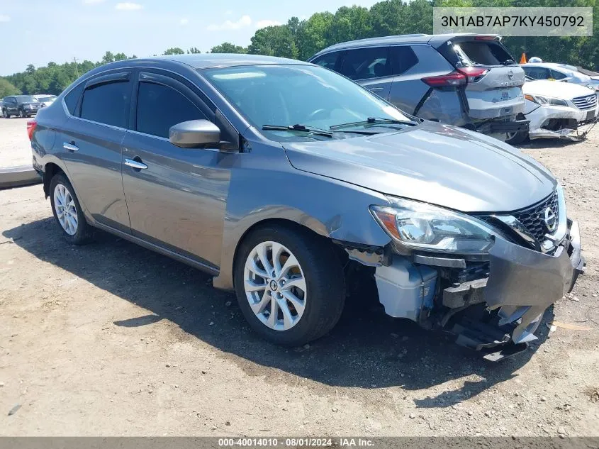 2019 Nissan Sentra Sv VIN: 3N1AB7AP7KY450792 Lot: 40014010