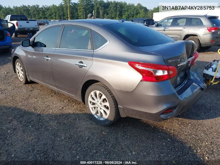 3N1AB7AP4KY285753 2019 Nissan Sentra Sv