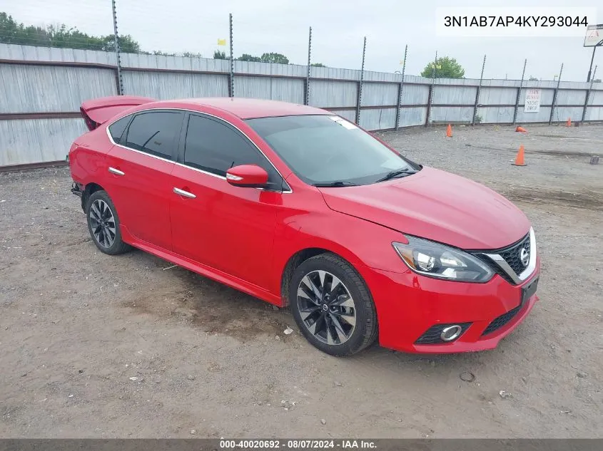 2019 Nissan Sentra Sr VIN: 3N1AB7AP4KY293044 Lot: 40020692