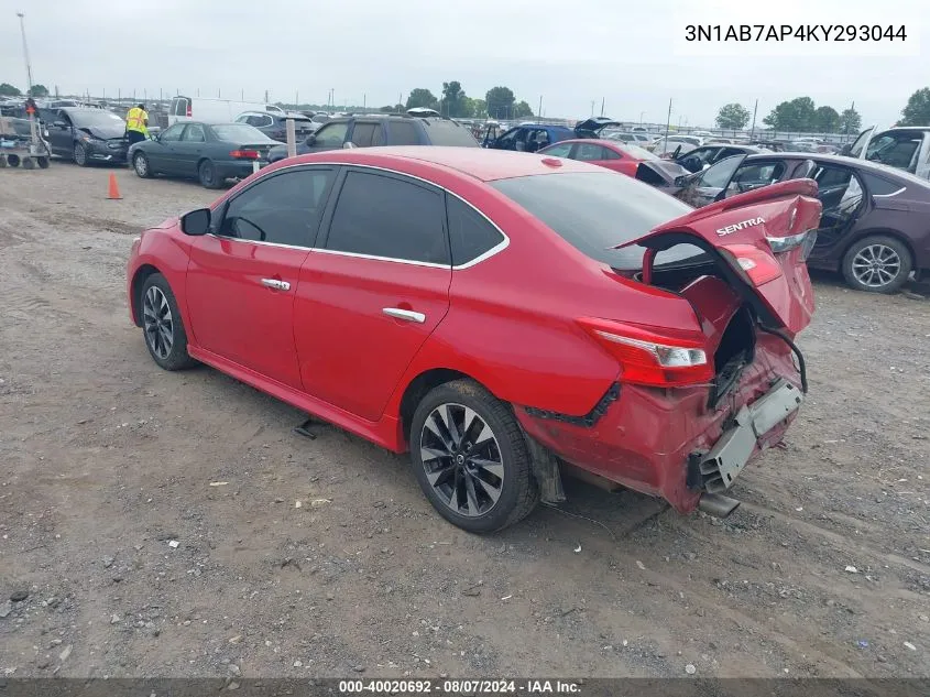 3N1AB7AP4KY293044 2019 Nissan Sentra Sr