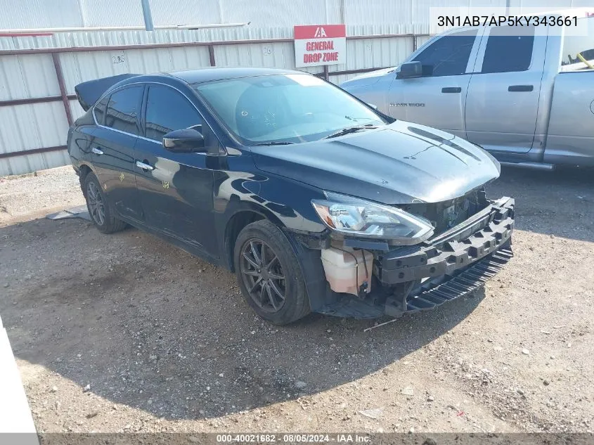 2019 Nissan Sentra S VIN: 3N1AB7AP5KY343661 Lot: 40021682