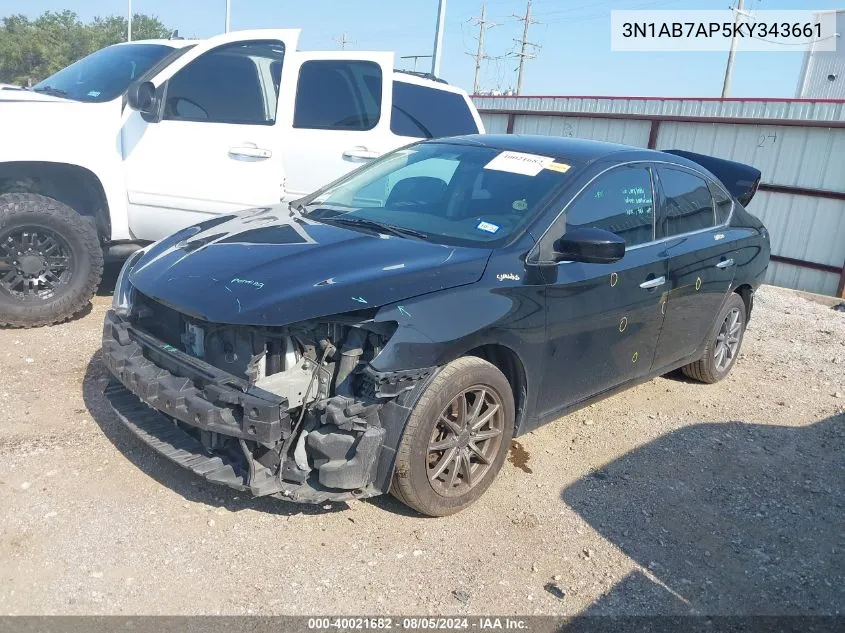 2019 Nissan Sentra S VIN: 3N1AB7AP5KY343661 Lot: 40021682