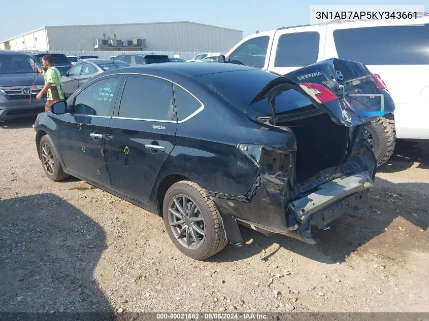 3N1AB7AP5KY343661 2019 Nissan Sentra S