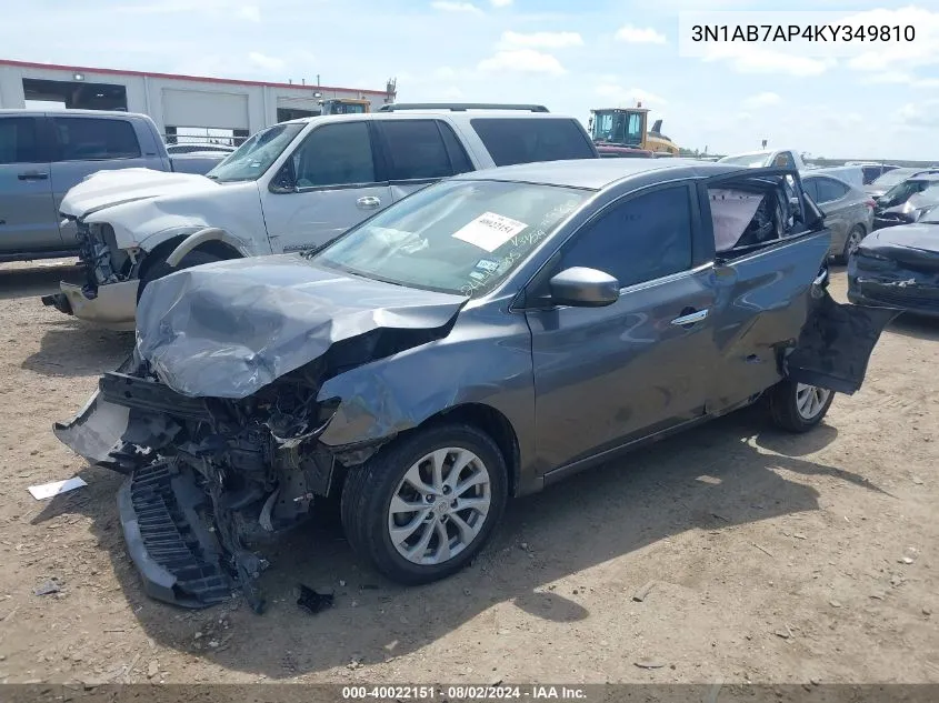 2019 Nissan Sentra Sv VIN: 3N1AB7AP4KY349810 Lot: 40022151