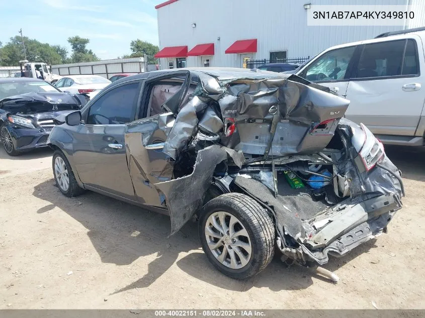 2019 Nissan Sentra Sv VIN: 3N1AB7AP4KY349810 Lot: 40022151