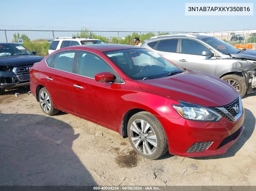 3N1AB7APXKY350816 2019 Nissan Sentra Sv