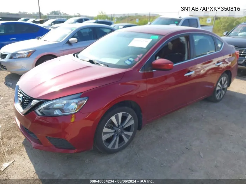 2019 Nissan Sentra Sv VIN: 3N1AB7APXKY350816 Lot: 40034234