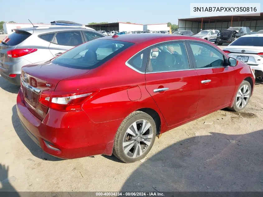 2019 Nissan Sentra Sv VIN: 3N1AB7APXKY350816 Lot: 40034234