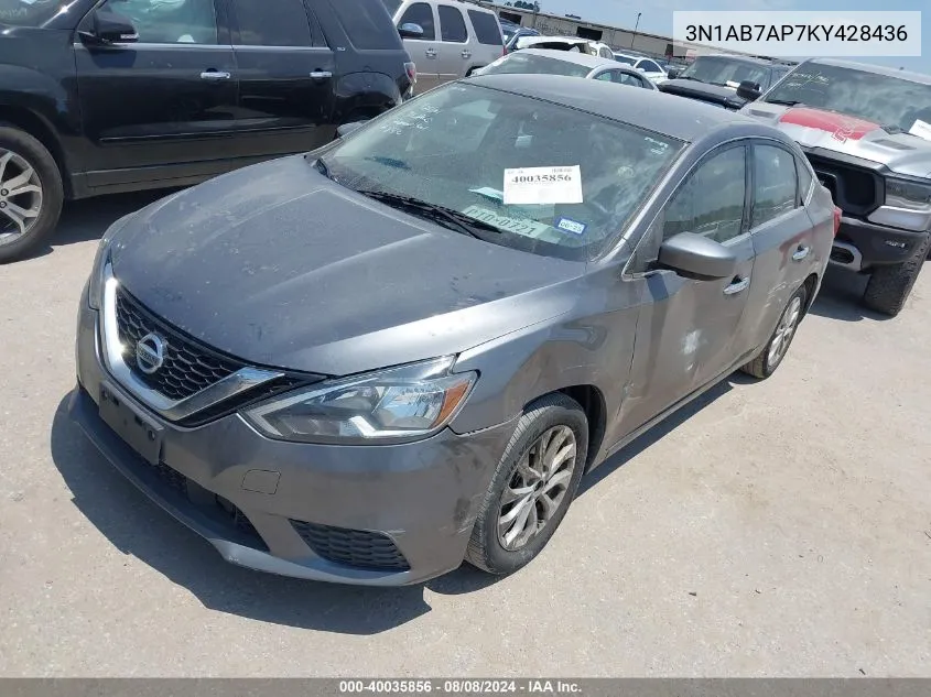 2019 Nissan Sentra Sv VIN: 3N1AB7AP7KY428436 Lot: 40035856