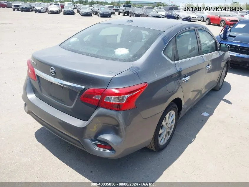 2019 Nissan Sentra Sv VIN: 3N1AB7AP7KY428436 Lot: 40035856