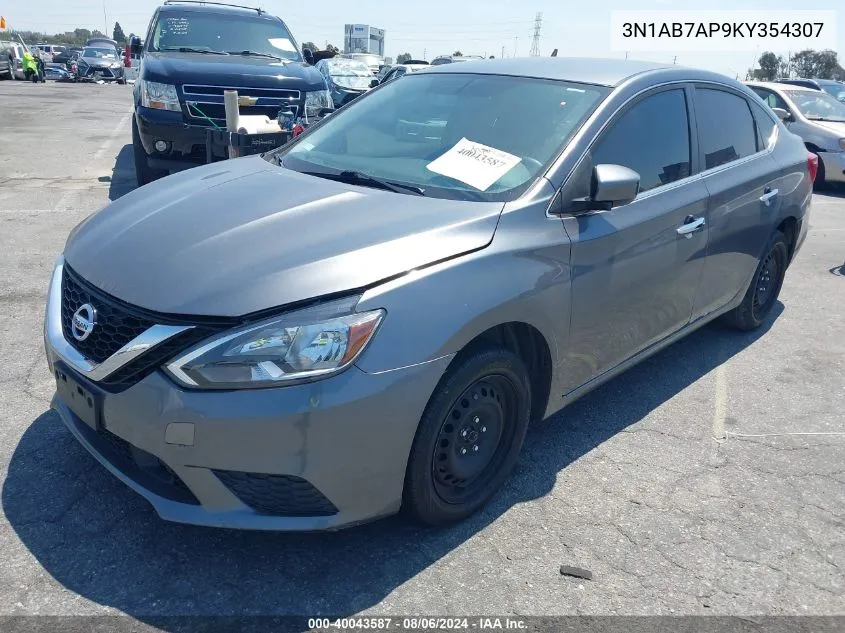 2019 Nissan Sentra S VIN: 3N1AB7AP9KY354307 Lot: 40043587