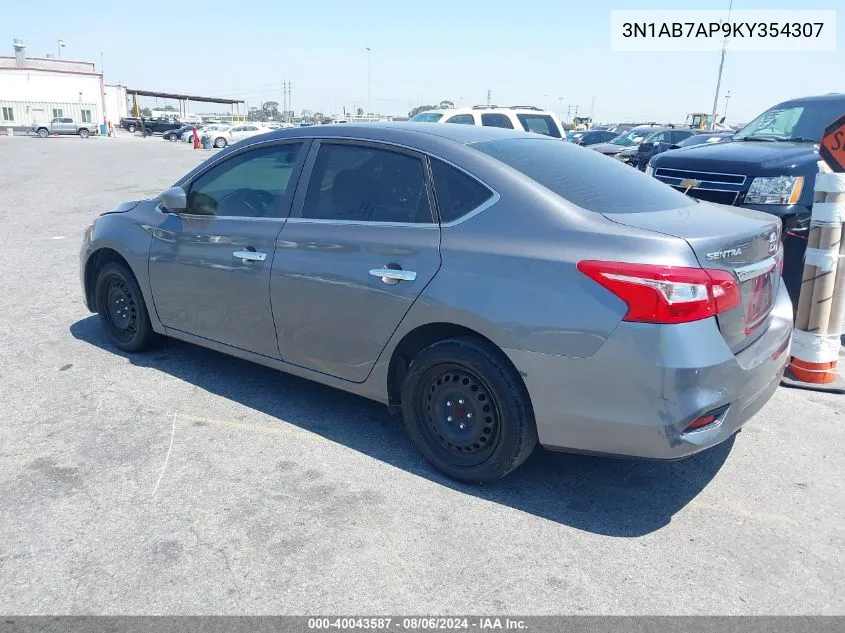 2019 Nissan Sentra S VIN: 3N1AB7AP9KY354307 Lot: 40043587