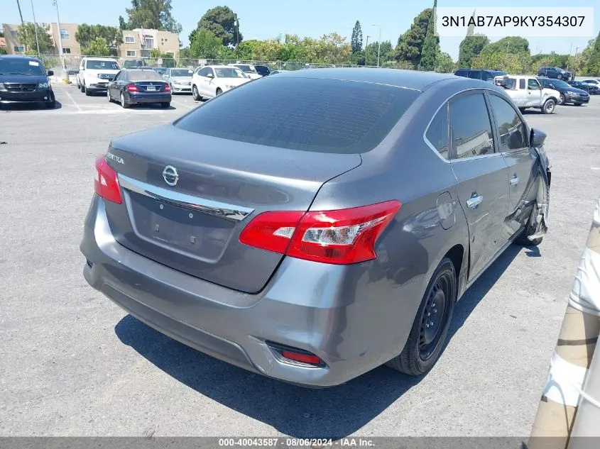 2019 Nissan Sentra S VIN: 3N1AB7AP9KY354307 Lot: 40043587