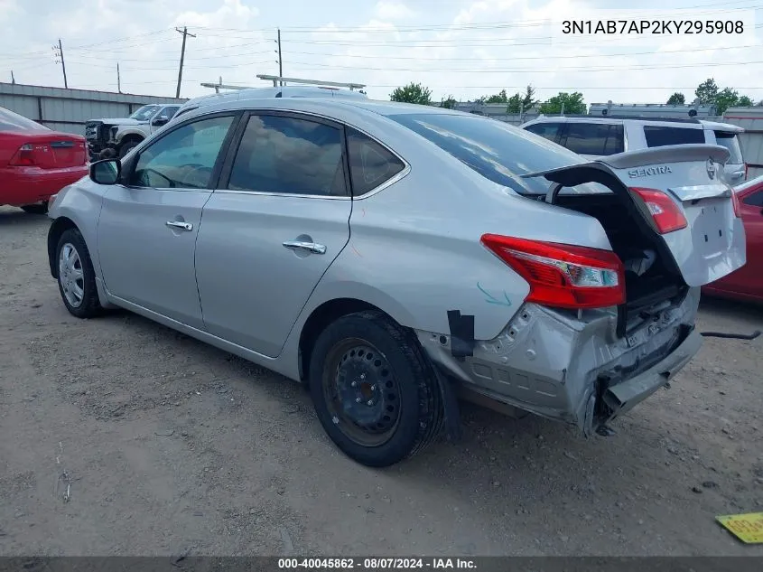 2019 Nissan Sentra S VIN: 3N1AB7AP2KY295908 Lot: 40045862